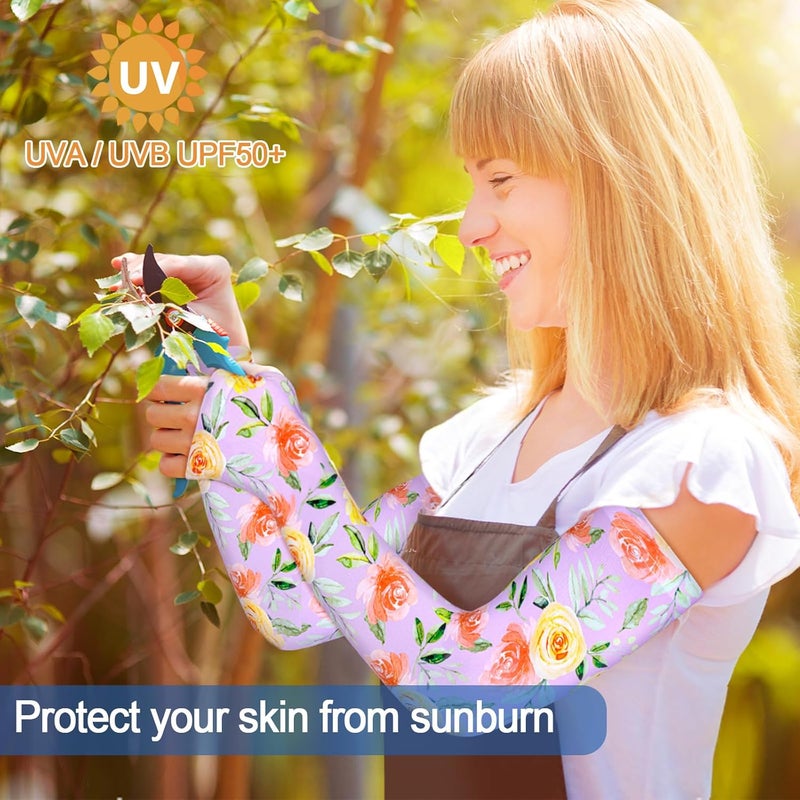 Mukum 4 Pairs Gardening Sleeves Anti-Slip Arm Protection with Thumb Hole Sun Sleeve Cooling Arm Sleeves for Women Men Outdoor - Image 5